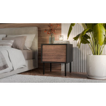 Bedside cabinet, 2 pcs. CORTINA 45x40x51 black / walnut Bedside cabinet, 2 pcs. CORTINA 45x40x51 black / walnut