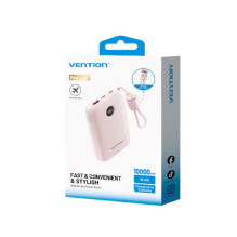 „Vention“ 10000mAh išorinė baterija, 2xUSB-C, 1xUSB-A, 22,5 W, rožinė „Vention“ 10000mAh išorinė baterija, 2xUSB-C, 1xUSB-A, 22,5 W, rožinė