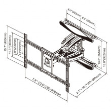 GART LCD / LED TV mount 40-75" 45 kg vertical / horizontal adjustment 58-380 mm max VESA 600x400