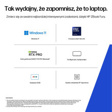 „HP ZBook Fury G1i Intel Core Ultra 7 265HX“ mobilioji darbo stotis, 45,7 cm (18 colių), WQXGA, 32 GB DDR5-SDRAM, 1 TB S