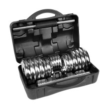 REBEL ACTIVE chromuoti reguliuojamo svorio hanteliai dėkle, 30 kg, su štanga REBEL ACTIVE chromuoti reguliuojamo svorio hanteliai dėkle, 30 kg, su štanga