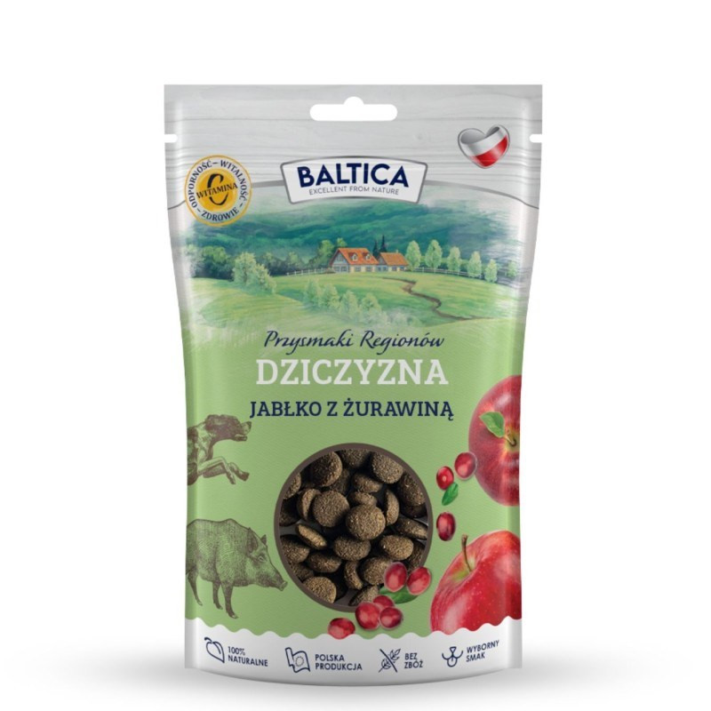 BALTICA Przysmaki regionów Elniena su obuoliu - skanėstas šuniui - 100g