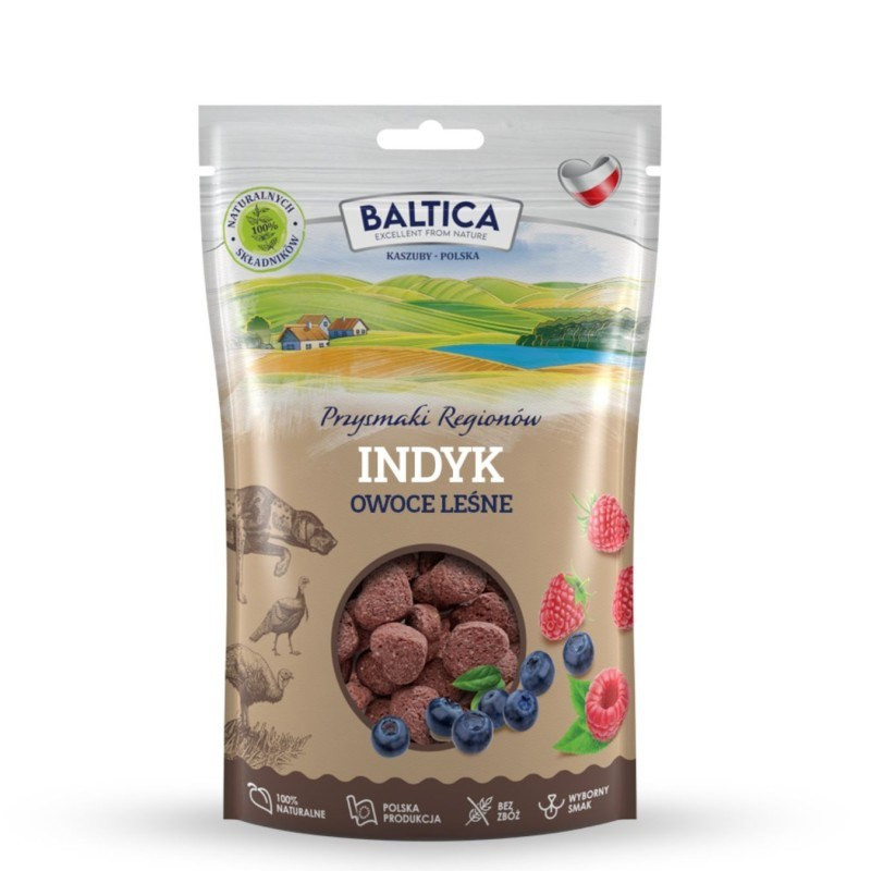 BALTICA Przysmaki regionów Turkija su miško vaisiais - skanėstas šunims - 100g