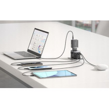 „Vention“ 65 W „GaN“ kelioninis adapteris ir įkroviklis, 2 x USB-A, 2 x USB-C