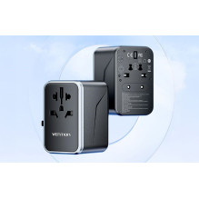 „Vention“ 65 W „GaN“ kelioninis adapteris ir įkroviklis, 2 x USB-A, 2 x USB-C
