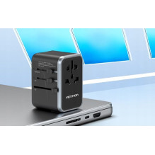 „Vention“ 65 W „GaN“ kelioninis adapteris ir įkroviklis, 2 x USB-A, 2 x USB-C