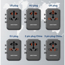 „Vention“ 65 W „GaN“ kelioninis adapteris ir įkroviklis, 2 x USB-A, 2 x USB-C