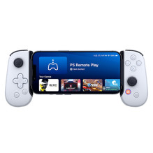 „Backbone One“ skirtas „iPhone PlayStation Edition“ baltam „Lightning“ žaidimų pultui, kompiuteriams, „PlayStation“ ir „