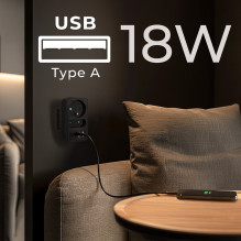 Maclean current socket x2 + 4xUSB, splitter with 2 sockets, 2xUSB A, 2xUSB C PD 20W, 1x16A + 1x6A, MCE249 F / B Maclean current socket x2 + 4xUSB, splitter with 2 sockets, 2xUSB A, 2xUSB C PD 20W, 1x16A + 1x6A, MCE249 F / B