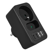 Maclean current socket x2 + 4xUSB, splitter with 2 sockets, 2xUSB A, 2xUSB C PD 20W, 1x16A + 1x6A, MCE249 F / B Maclean current socket x2 + 4xUSB, splitter with 2 sockets, 2xUSB A, 2xUSB C PD 20W, 1x16A + 1x6A, MCE249 F / B