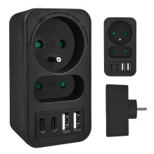 Maclean current socket x2 + 4xUSB, splitter with 2 sockets, 2xUSB A, 2xUSB C PD 20W, 1x16A + 1x6A, MCE249 F / B Maclean current socket x2 + 4xUSB, splitter with 2 sockets, 2xUSB A, 2xUSB C PD 20W, 1x16A + 1x6A, MCE249 F / B