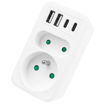 Current socket x2 + 4xUSB Maclean, splitter with 2 sockets, 2xUSB A, 2xUSB C PD 20W, 1x16A + 1x6A, MCE249 F / W