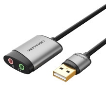 „Vention“ USB išorinė garso plokštė, 0,15 m, pilko metalo, 1,2 m „Vention“ USB išorinė garso plokštė, 0,15 m, pilko metalo, 1,2 m