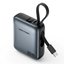 „Vention“ 10000mAh 35W – išorinė baterija su USB-C laidu (pilka)
