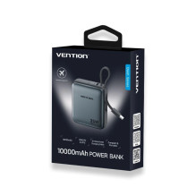 „Vention“ 10000mAh 35W – išorinė baterija su USB-C laidu (pilka)