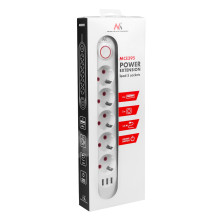 Maclean power strip, 5 socket extension + 3xUSB, 110-240V AC 50 / 60Hz, 2.1A max 2500W, 1.5m, white, MCE395 W Maclean power strip, 5 socket extension + 3xUSB, 110-240V AC 50 / 60Hz, 2.1A max 2500W, 1.5m, white, MCE395 W