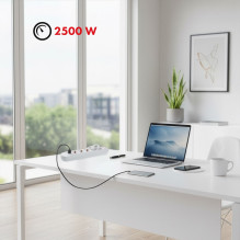 Maclean power strip, 5 socket extension + 3xUSB, 110-240V AC 50 / 60Hz, 2.1A max 2500W, 1.5m, white, MCE395 W Maclean power strip, 5 socket extension + 3xUSB, 110-240V AC 50 / 60Hz, 2.1A max 2500W, 1.5m, white, MCE395 W