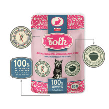 FOLK Kitten Subtle triušių delikatesas - šlapias kačių ėdalas - 85 g FOLK Kitten Subtle triušių delikatesas - šlapias kačių ėdalas - 85 g