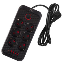Maclean power strip, 6 socket extension + 4xUSB, 110-240V AC 50 / 60Hz, 2.1A max 2500W, 1.5 m, black, MCE389 B Maclean power strip, 6 socket extension + 4xUSB, 110-240V AC 50 / 60Hz, 2.1A max 2500W, 1.5 m, black, MCE389 B