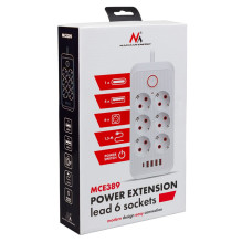 Maclean power strip, 6 socket extension + 4xUSB, 110-240V AC 50 / 60Hz, 2.1A max 2500W, 1.5 m, black, MCE389 B Maclean power strip, 6 socket extension + 4xUSB, 110-240V AC 50 / 60Hz, 2.1A max 2500W, 1.5 m, black, MCE389 B