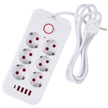 Maclean power strip, 6 socket extension + 4xUSB, 110-240V AC 50 / 60Hz, 2.1A max 2500W, 1.5 m, white, MCE389 W Maclean power strip, 6 socket extension + 4xUSB, 110-240V AC 50 / 60Hz, 2.1A max 2500W, 1.5 m, white, MCE389 W