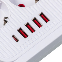 Maclean power strip, 6 socket extension + 4xUSB, 110-240V AC 50 / 60Hz, 2.1A max 2500W, 1.5 m, white, MCE389 W Maclean power strip, 6 socket extension + 4xUSB, 110-240V AC 50 / 60Hz, 2.1A max 2500W, 1.5 m, white, MCE389 W