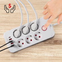 Maclean power strip, 6 socket extension + 4xUSB, 110-240V AC 50 / 60Hz, 2.1A max 2500W, 1.5 m, white, MCE389 W Maclean power strip, 6 socket extension + 4xUSB, 110-240V AC 50 / 60Hz, 2.1A max 2500W, 1.5 m, white, MCE389 W
