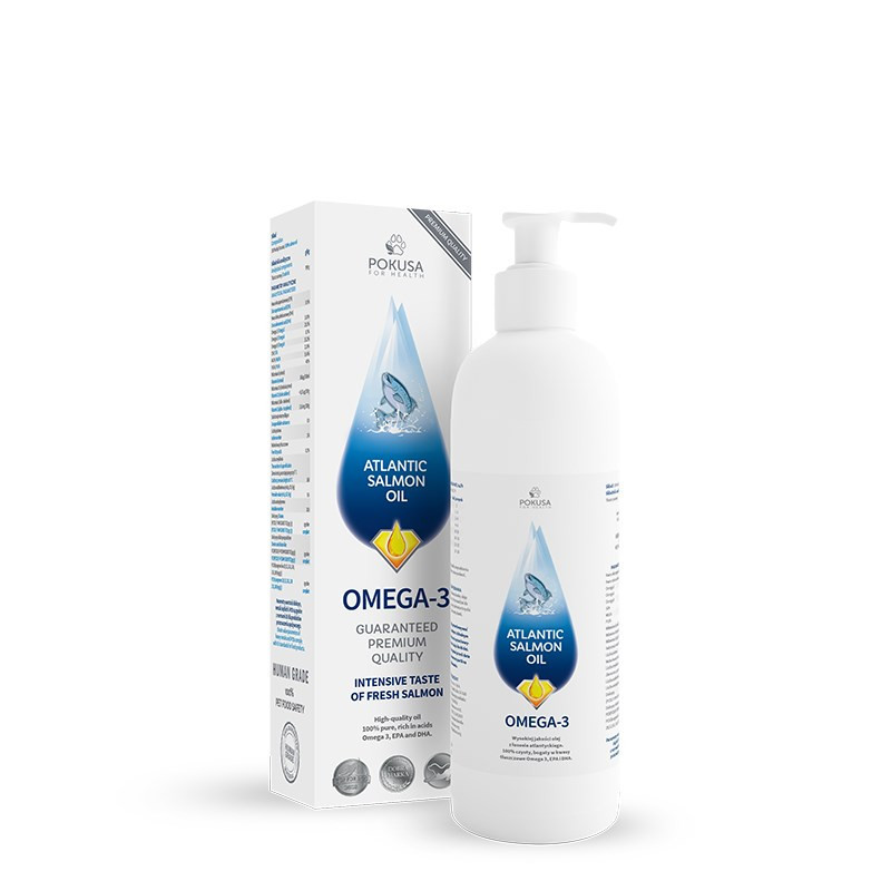 POKUSA RawDietLine Atlanto lašišų aliejus - papildai šunims ir katėms - 300 ml