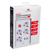 Maclean power strip, 4-socket extension cable + 3xUSB, 110-240V AC 50 / 60Hz, 2.1A max 2500W, 3m, white, MCE393 W Maclean power strip, 4-socket extension cable + 3xUSB, 110-240V AC 50 / 60Hz, 2.1A max 2500W, 3m, white, MCE393 W