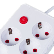 „Maclean“ maitinimo laidas, 4 lizdų prailginimo laidas + 3xUSB, 110–240 V AC 50 / 60 Hz, 2,1 A maks. 2500 W, 3 m, baltas