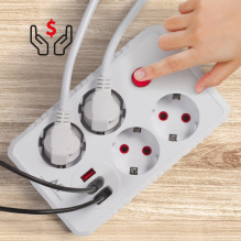 Maclean power strip, 4-socket extension cable + 3xUSB, 110-240V AC 50 / 60Hz, 2.1A max 2500W, 3m, white, MCE393 W Maclean power strip, 4-socket extension cable + 3xUSB, 110-240V AC 50 / 60Hz, 2.1A max 2500W, 3m, white, MCE393 W