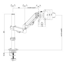 Maclean monitor mount, gas spring, 17"-32", 2-10kg, black, MC-135 Maclean monitor mount, gas spring, 17"-32", 2-10kg, black, MC-135