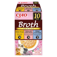 INABA Ciao Broth with chicken, salmon and tuna - cat treats - 10x40g INABA Ciao Broth with chicken, salmon and tuna - cat treats - 10x40g