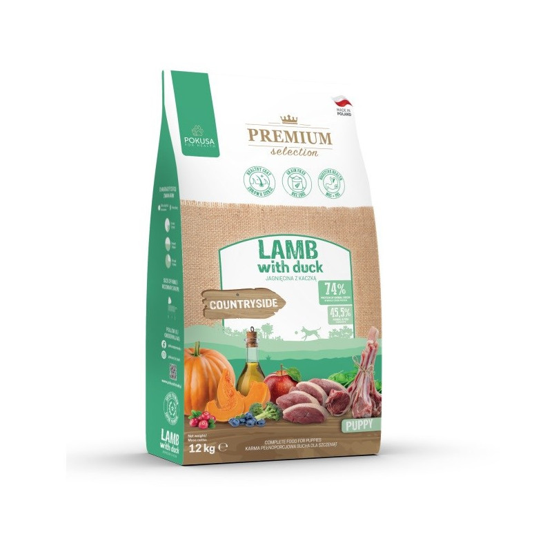 POKUSA Premium Selection Puppy Lamb su antiena - sausas šunų ėdalas - 12 kg