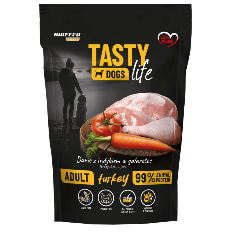 BIOFEED Tasty Dogs Life Turkey - šlapias šunų ėdalas - 150 g