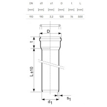 Lauko kanalizacijos vamzdis Magnaplast, Ø 110 mm, SN4, 0,5 m Lauko kanalizacijos vamzdis Magnaplast, Ø 110 mm, SN4, 0,5 m