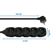 Esperanza ELK208K Power strip 5GN / 3M Black Esperanza ELK208K Power strip 5GN / 3M Black