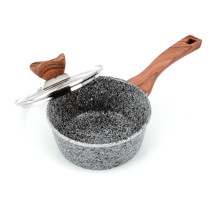 PROMIS puodų rinkinys GRANITE, puodas 16 cm, puodai 20, 24, 28 rudos rankenos
