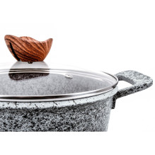 PROMIS puodų rinkinys GRANITE, puodas 16 cm, puodai 20, 24, 28 rudos rankenos