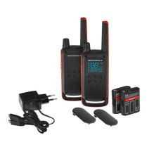 „Motorola T82 Twin Pack“ dvipusis radijo imtuvas, 16 kanalų, juodas, oranžinis