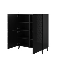 Shelving unit ABETO 100.5 x 40 x 121.5 cm black / gloss black Shelving unit ABETO 100.5 x 40 x 121.5 cm black / gloss black