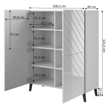 Shelving unit ABETO 100.5 x 40 x 121.5 cm black / gloss black Shelving unit ABETO 100.5 x 40 x 121.5 cm black / gloss black