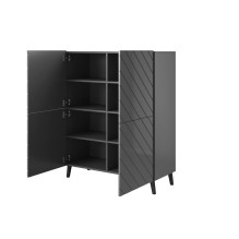 Shelving unit ABETO 100.5 x 40 x 121.5 cm graphite / glossy graphite Shelving unit ABETO 100.5 x 40 x 121.5 cm graphite / glossy graphite