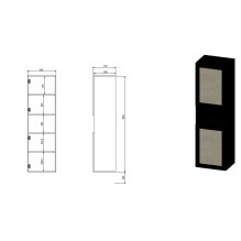 Cabinet JUTA 50x39.5x190 black + linol calabria Cabinet JUTA 50x39.5x190 black + linol calabria