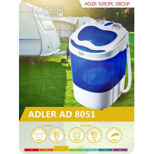 Adler AD 8051 skalbimo mašina, pakraunama iš viršaus, 3 kg, mėlyna, balta