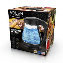 Adler AD 1274 B elektrinis virdulys 1,7 l 2200 W juodas, permatomas
