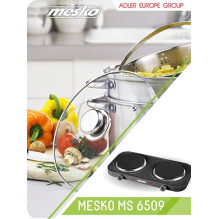 Mesko Home MS 6509 kaitlentė, juoda, stalviršio tipo, sandari, 2 zonos(-ų),