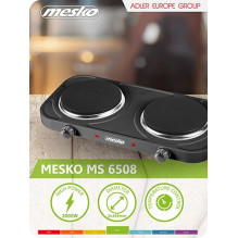 Mesko Home MS 6509 kaitlentė, juoda, stalviršio tipo, sandari, 2 zonos(-ų),