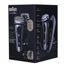 Braun Series 9 Pro+ 9575cc drėgno ir sauso skutimo skustuvas su tinkleliu, metalinis kirpimo įrankis