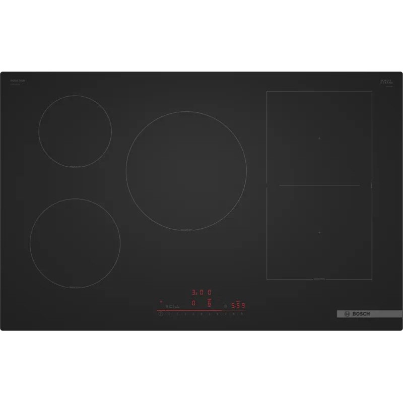 „Bosch Serie 6 PVW81CHB1E“ kaitlentė, juoda, įmontuojama, 80 cm, zoninė indukcinė kaitlentė, 5 zona(-os),